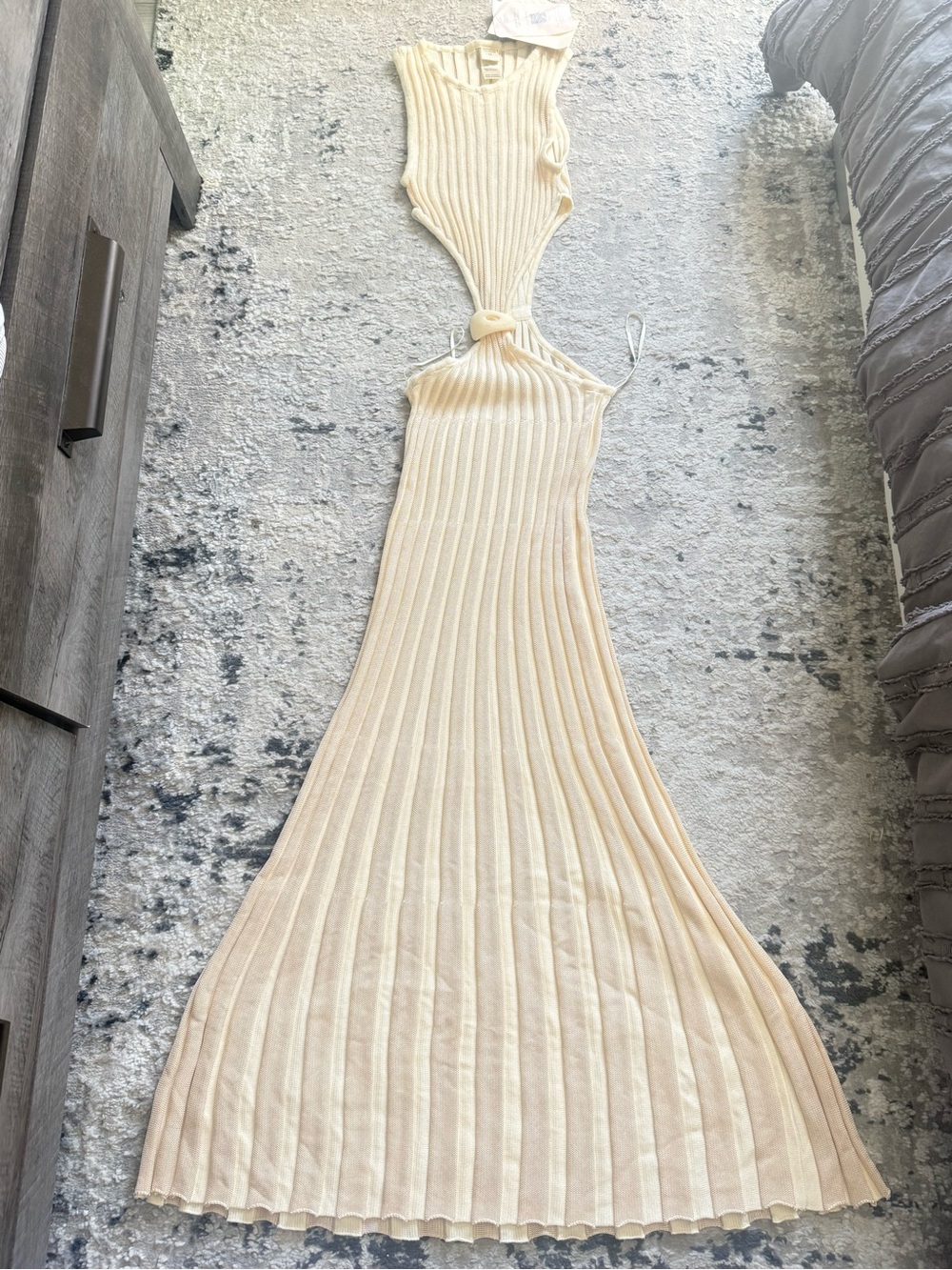 Baobab Collection Cream Ribbed Cutout Maxi Dress